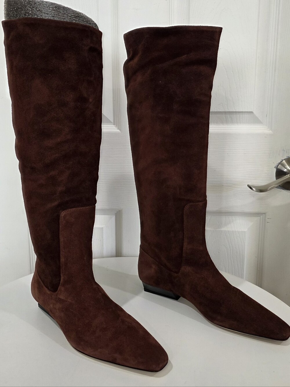 Staud Wally Flat Brown Suede Knee-High Boots - Picture 4 of 7